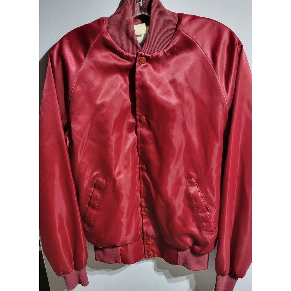 Vintage Billy Bobs Fort Worth Texas Red Satin Jacket Mens Size M